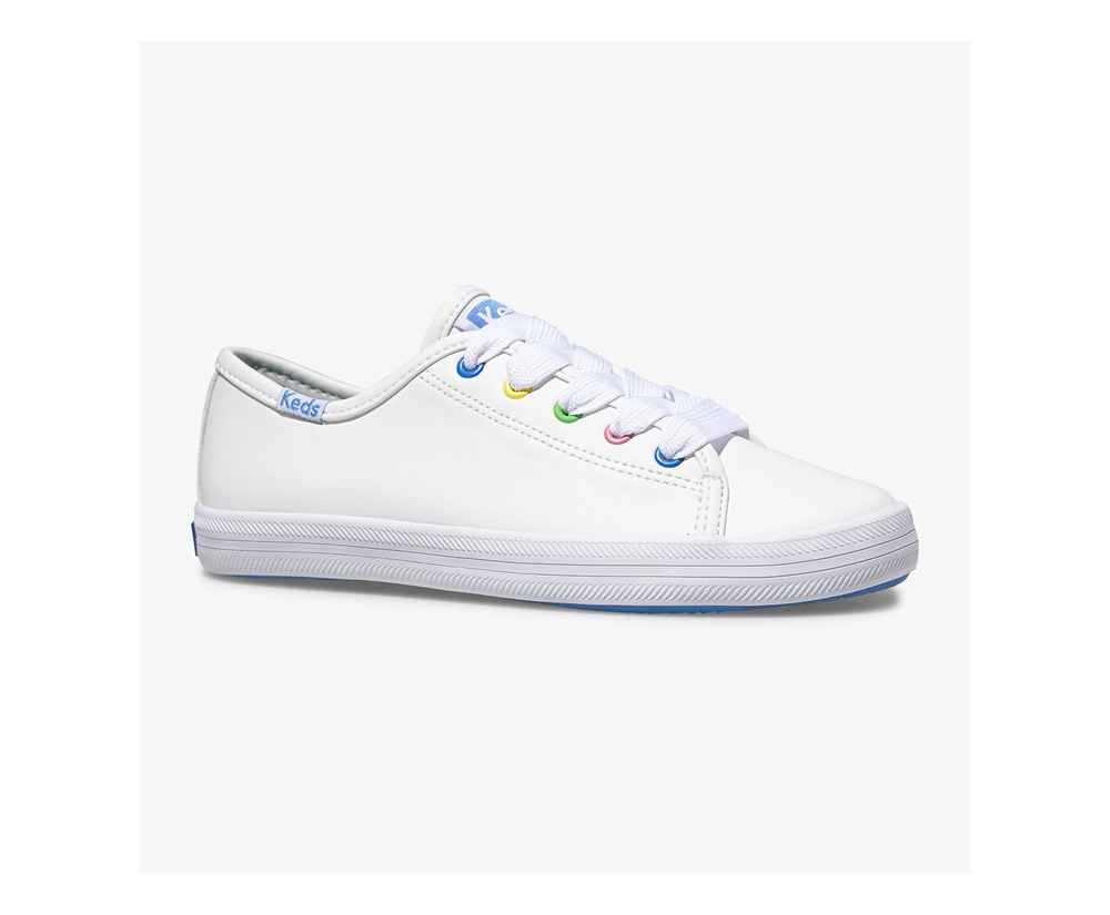 Πανινα Παπουτσια Παιδικα - Keds Kickstart Multi-Color Eyelets - Λευκα - ALOMP1385